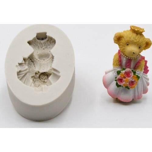 Beutiful Wedding Bear Fondant Cake Border Decorating Silicone Mold DIY Baking Cake Mold