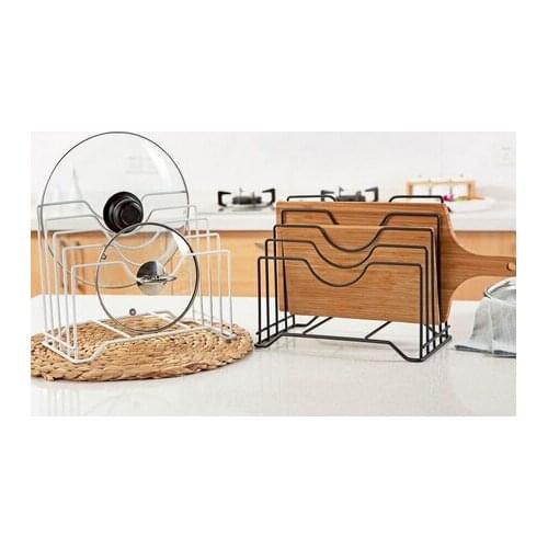 Kitchen Rack Storage Shelf Cutting Board Holder Pot Lid Organizer Cover Stand Stainless Steel Dish