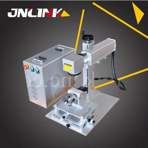 20w Optical fiber laser marking machine with rotary axis for metal plastic with color mark black on stainless steel aluminum LXF