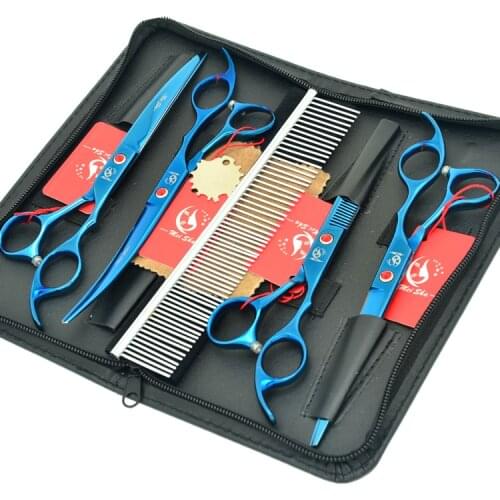 Meisha 7 inch Professional Pet Grooming Scissors Kit Straight Cutting & Thinning & Curved Shears for Dog Grooming B0023A