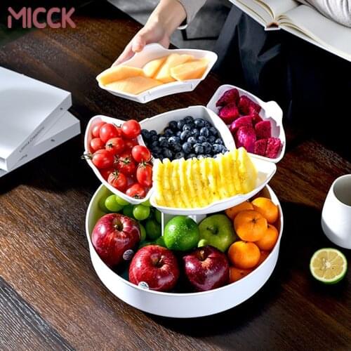 MICCK Creative Modern Storage Box Living Room Bath Home Fruit Plate Coffee Snacks Dried Fruit Rotating Hot Pot Vegetable Platter