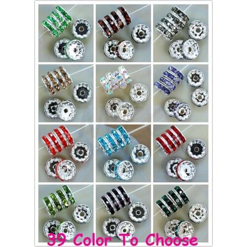Mixed10mm Fet3g 12 Color Each 100 Piece 1200 Pcs/lot Crystal Fasion Rondelle Spacer Silver Plated DIY Loose Beads