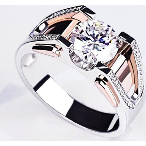 Two-tone 100% 925 Sterling Silver Mens Rings Trendy Unique Original Design Engagement Wedding Party Luxury Exquisite Elegance