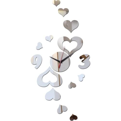 New hot 3d mirrior diy Clock Wall Clocks Modern Living Room Modern Large Decorative Digital Watch Stickers