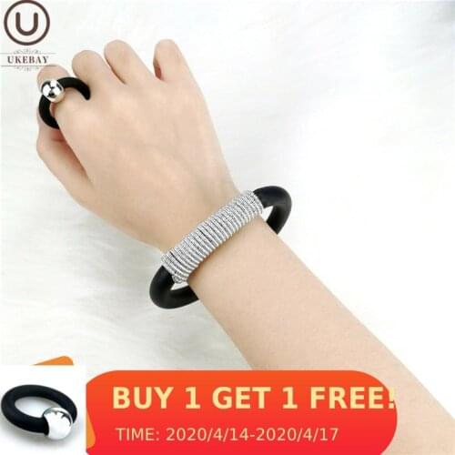 UKEBAY New Luxury Alloy Bracelets Designer Handmade Rubber Soft Bracelet Women Charm Bangles Bohemia Style Wholesale Jewelry