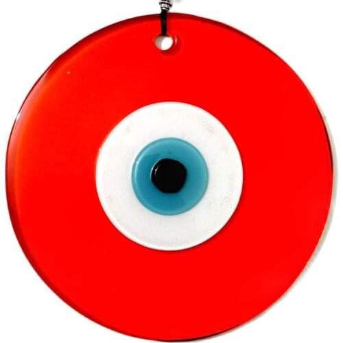 Orange Color 16 Centimeter Handmade Glass Evil Eye Bead Wall Ornament