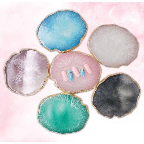 Nail Art Palette Cosmetic Plate Imitation Agate Coasters Cup Mat Pendants