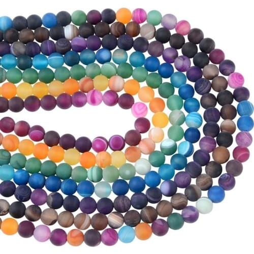 Striped Agate Scattered Beads Frosted Semi-Finished Ornament Accessories DIY Bracelet Bracelet beads for jewelry making