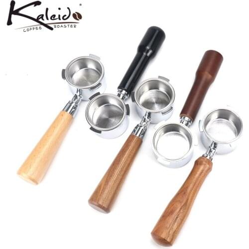 58mm51mm Coffee Machine Handle Bottomless Filter Modified Handle Three-Ear Solid Wood Handle Basket Filter Espresso Coffee Tools