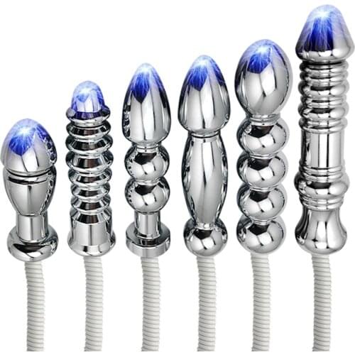 Medical Themed Sex Toys Electric Shock Anal Plug Metal Butt Plug Electrical Stimulation G spot Prostate Massager Anal Beads Plug