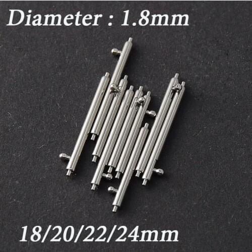 10pcs Diameter=1.8mm Watch Pin Pepair Tools & Kits Quick Release Watch Strap Spring Bars Pins 18MM 20MM 22MM 24MM