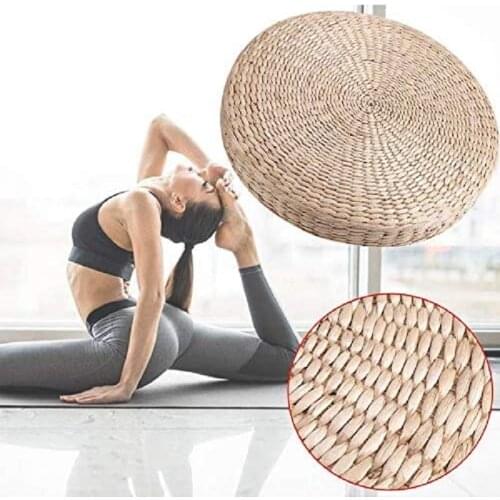 Straw Yoga Meditation Futon Round Cushion,Pouf Tatami Cushion Floor Pillow Straw Meditation Soft Yoga Seat Mat 40 x 6 cm