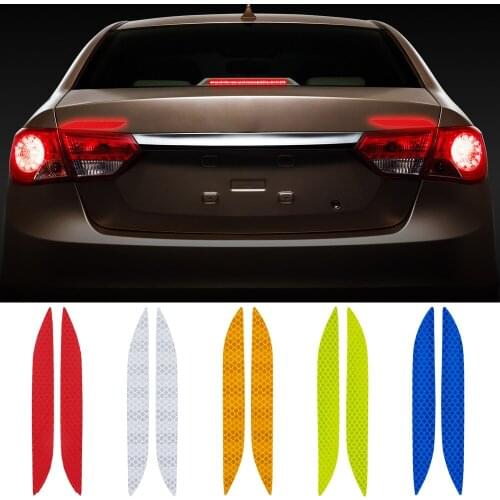 Senzeal 2PCS Car Reflective Safety Stickers Decal Self Adhesive Waterproof Warning Tape Car Rear Tail Light Bumper Sticker Strip