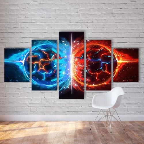 Decoration For Living Room Modern Printing Type 5 Panels Ice Fire Ball Canvas Painting Modular Picture Wall Art Home Modern