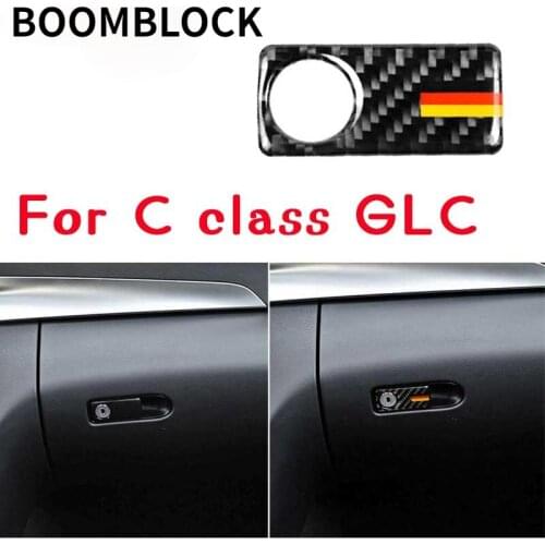 Interior Car Door Handle Copilot Side Storage Trim Strip Frame Carbon Fiber Sticker Automobile for Mercedes C E Class W205 GLC