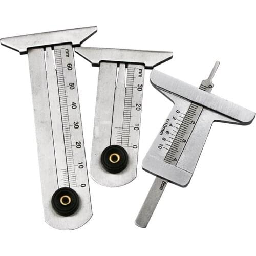 High quality 30mm 50mm 60mm Stainless Steel Tire Pattern Vernier Groove Depth Gauge Measurement Tool Tire Pattern Safety Ruler