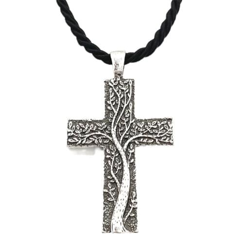 Tree of Life Cross Pendant Viking World Tree Necklace Womens Mens Jewellery