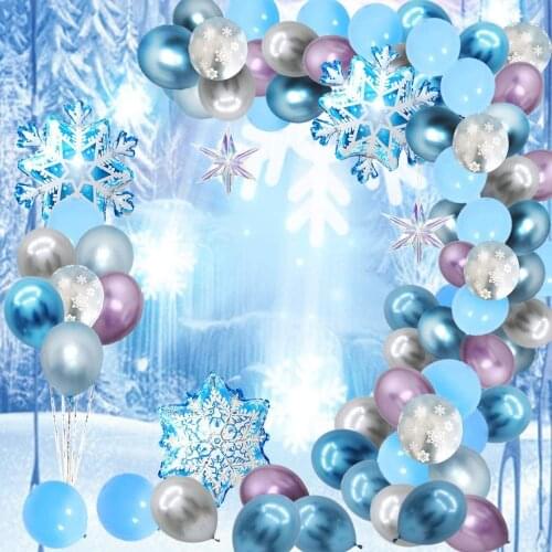 Christmas Snowflake Foil Balloons New Year Metal Latex Balloon Ice snow Party Supplies Christams Xmas Helium Ballon Decor Globos