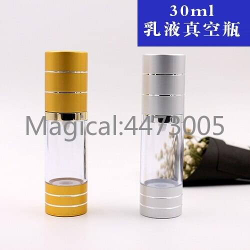 30ml 10/20/30pcs Gold/Silver AS Press Pump Airless Bottles Transparent Airless Cream/Lotion/Emulsion Bottle, Cosmetic Packaging