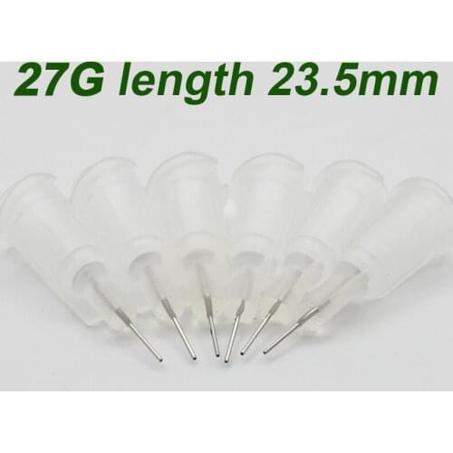 100Pc 27G length 23.5mm Precision passivated S.S. Dispense Tip with PP Safetylok hub, 0.5" Tubing Length glue dispenser needles