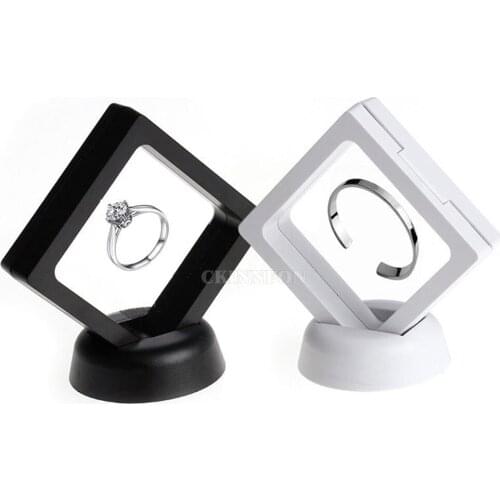200Pcs/Lot Black White Suspended Floating Display Case Jewellery Coins Gems Artefacts Stand Holder Box