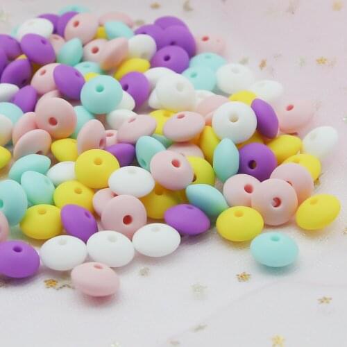 Cute-idea 300Pcs 12mm silicone lentil beads teether Personalized handmade jewelry necklace bracelet chain baby procduct teething