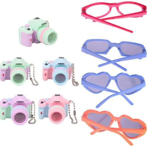 4 Cameras & 9 Pair Of Glasses Fashion Accessories Doll Toys Tablets & Computers For 18 Inch Dolls Girls Toy Gift
