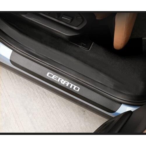 4Pcs For Kia Cerato Car Accessories Car Door Sills Door Threshold Plate Door Sill Scuff Plate Carbon Fiber Pu leather