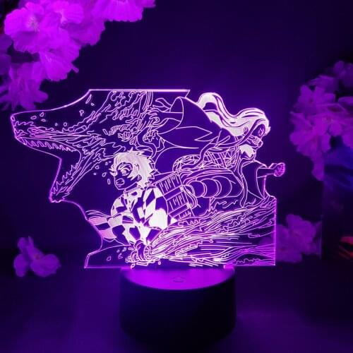 Nezuko and Tanjiro Anime Lamp LED Light de Table Deco Kids Bedroom Nightlight Christmas Holiday Halloween Indoor Lighting Kamado