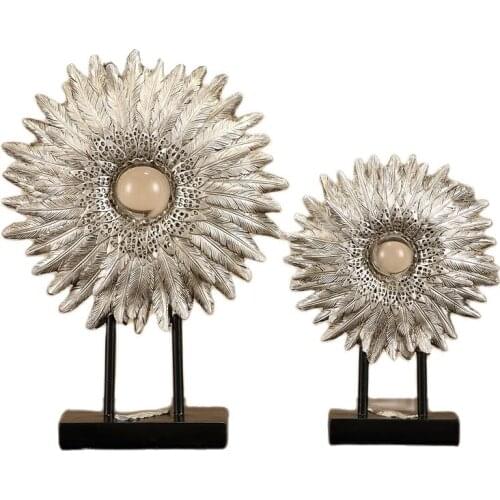 American style white feather sun ornaments retro handmade gifts/crafts for TV cabinet/tea table/living room