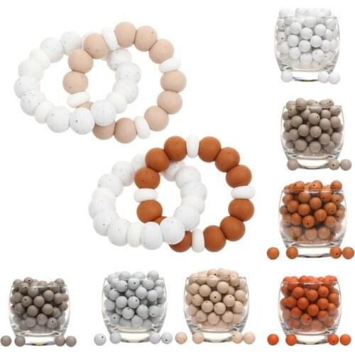 20pcs/lot 15mm Silicone Loose Beads Safe Teether Round Baby Teething Beads DIY Chewable Pacifier Chain Baby Products