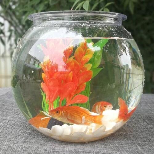 Goldfish bowl desktop transparent plastic aquarium Round turtle tank Acrylic fish tank Green plant pot