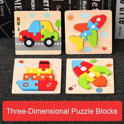 Baby 3D Wooden Puzzle Educational Toys Early Learning Cognition Kids Cartoon Grasp Intelligence Toys Montessori Matching Games