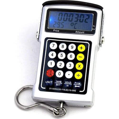 50kg/10g Electronic scale with Calculator Digital Hanging Scale Portable Luggage Hook Scale Tape Measure ручные весы с крючком