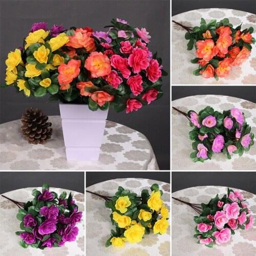 Artificial Azalea Flower 7 Fork Azalea Bouquet Silk Flowers Multiple Colour Fake Flowers Wedding Garden Party Decor Stage Props