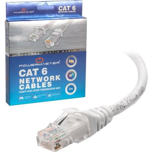 CABLE. CAT6 3 METER GRAY POWERMASTER BOXED