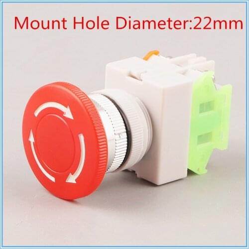 Red Mushroom Cap 1NO 1NC DPST Emergency Stop Push Button Switch AC 660V 10A Switch Equipment Lift Elevator Latching Self Lock