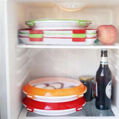 Kitchen Food Storage Trays Kepping Fresh Holder Home Refrigerator Space Saving Sealed Fruit Lid Container for Picnic Camping