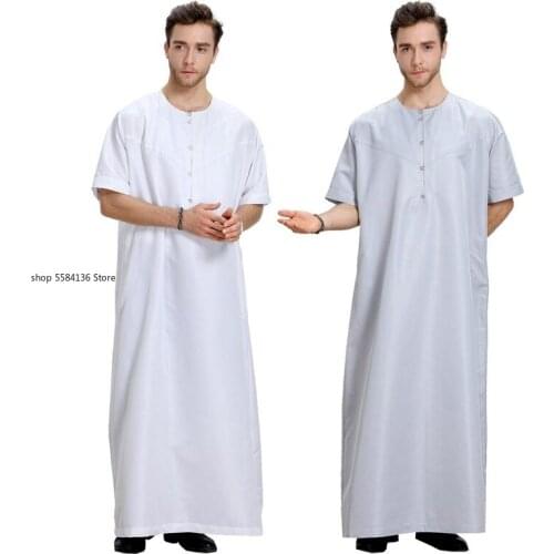 Summer Abayas Eid Musulman De Mode Homme Man Abaya Muslim Dress Robe Saudi Arabia Kleding Mannen Kaftan Oman Islam Clothing