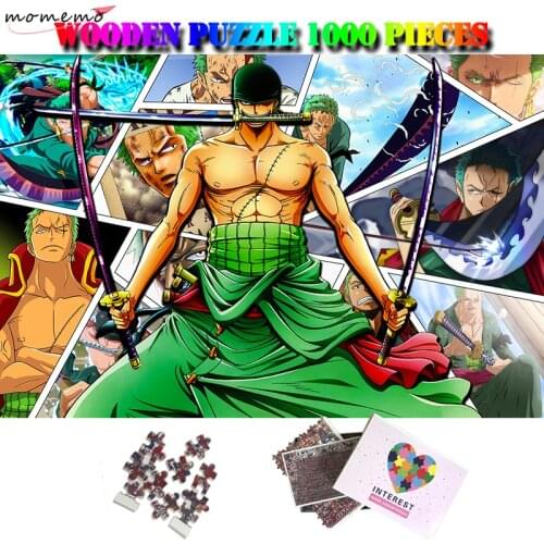 MOMEMO Jigsaw Puzzle Roronoa Zoro 1000 Pieces Wooden Puzzle Customized Anime Cartoon One Piece Adults Kids Assembling Puzzle Toy