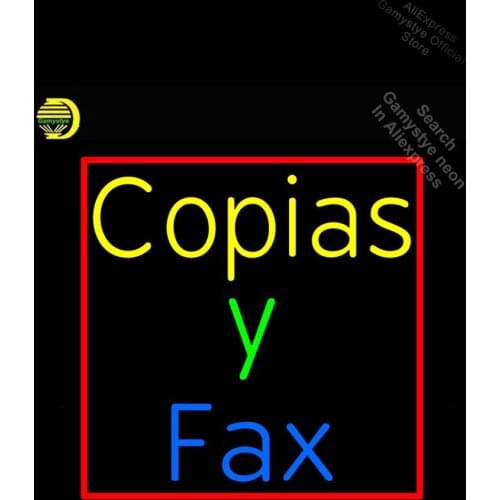 Copias Y Fax Neon Sign Your Shop LOGO Real GLASS Pub Bar Signs Recreation Room Neon Signs For Home Light Bulbs Display bud light