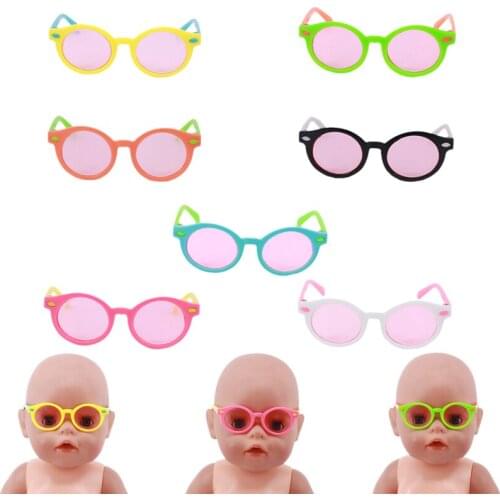 New Fashion Cool Round Frame Colorful Miniature Eyeglasses For 18 Inch American&43 Cm Baby New Born Doll Girls Toy Russia