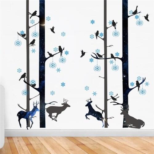 Deer Birds Forest Wall Sticker For Office Shop Bedroom Living Room Home Decor Safari Mural Art Diy Animals Wall Decal