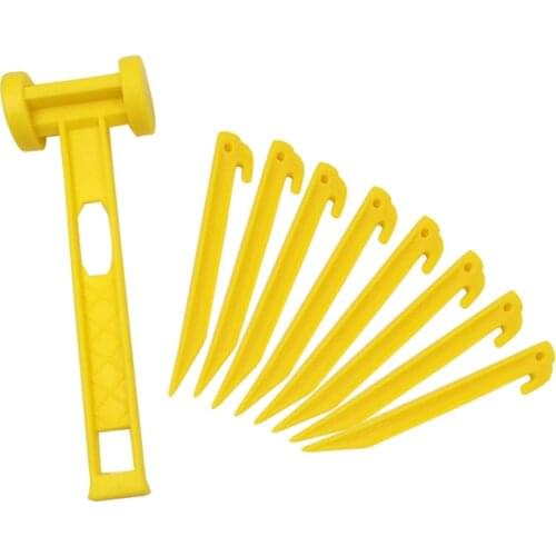 Plastic Camping Tent Hammer 8Pcs Plastic ABS Sand Pegs Tent Stakes Pegs Pins Nail Hammer Set for Tent Building