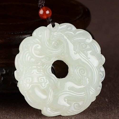 Natural hetian jade handcarved brave troops safety button pendant retro temperament jewellery fashion for women men lucky