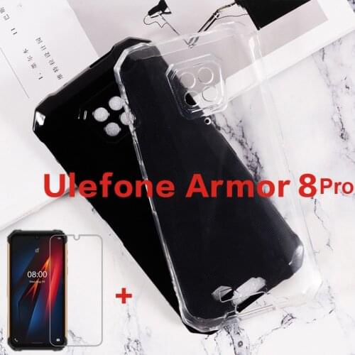 Transparent Phone Case For Ulefone Armor 8 5G Etui Soft Black TPU Case with Tempered Glass For Ulefone Armor 8 Pro Cases Vetro