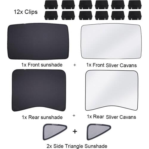 3rd New Upgrade Sun Shades Glass Roof Sunshade for Tesla Model 3 2021 Front Rear Sunroof Windshield Skylight Blind Shading Net