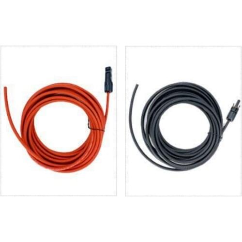Solar Cable 12AWG 4mm² one pair of Black and Red with Connector Solar PV Cable high quality Free shipping