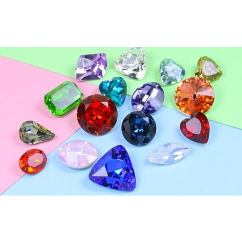 20pcs Glitter Crystal Sew On Rhinestone random size color 10-15mm strass rhinestones crystals and stones Rhinestone applique