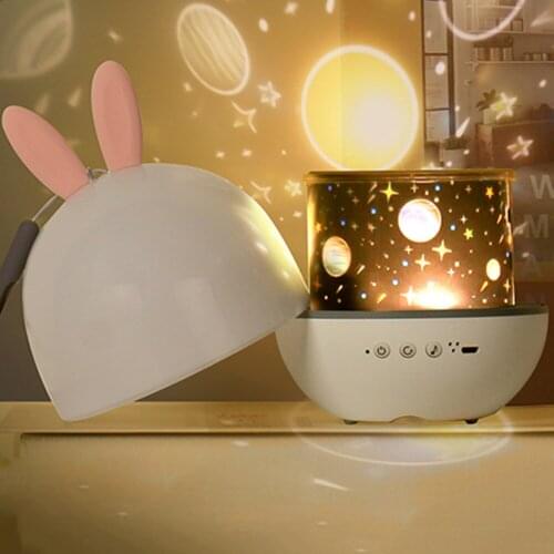 LED Projector Night Light Romantic Music Projection Lamp Rabbit Ear Deer Ear Home Party Decor bedside lamp Atmosphere light